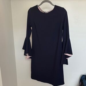 Laundry By Shelli Segal Navy and Pink Long Sleeve Dress